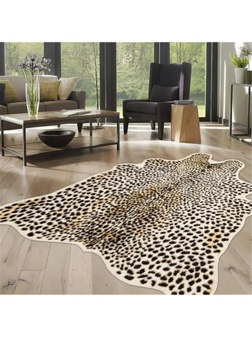 Cheetah Print Rug, Leopard Rug 5.2x7 Faux Animal Print Skin Cheetah Area Rug